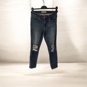 Levi's Dark Blue Distressed Women's Ankle Jeans